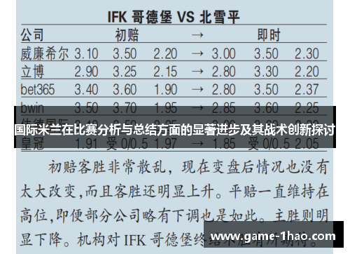 国际米兰在比赛分析与总结方面的显著进步及其战术创新探讨