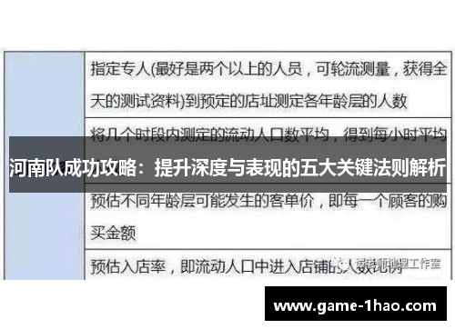 河南队成功攻略：提升深度与表现的五大关键法则解析